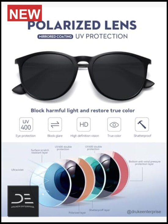 Retro Round Polarized Sunglasses for Women with UV Protection main image 4